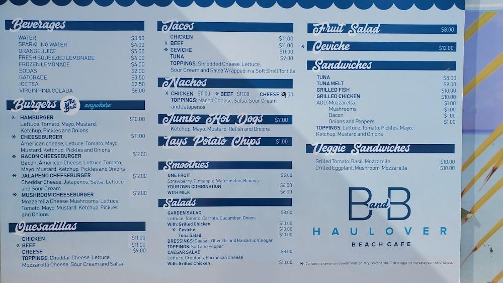 B&B Haulover Beach Cafe Kiosk Menu image 1